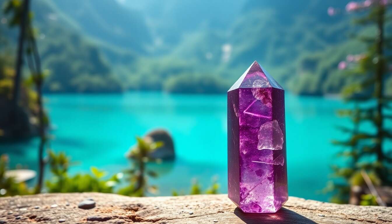 Couleur et pierre associées à ajna : turquoise et améthyste Couleur et pierre associées à ajna : turquoise et améthyste